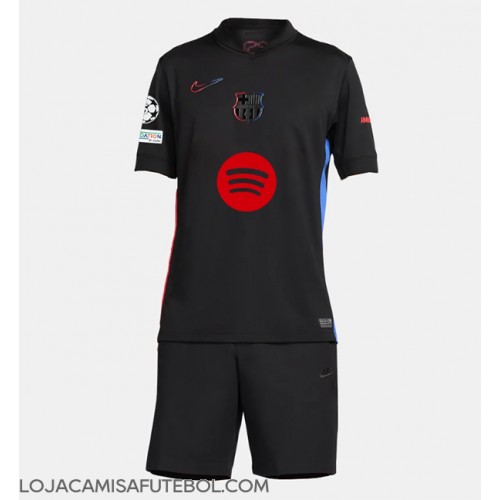 Camisa de Futebol Barcelona Equipamento Secundário Infantil 2024-25 Manga Curta (+ Calças curtas)